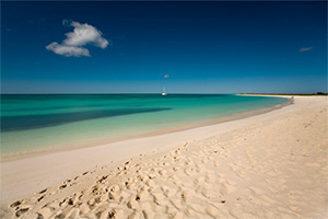 The unbroken white coral beach at Anegada