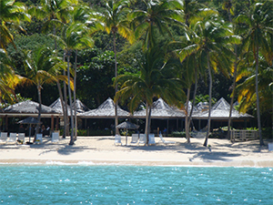The bar and restaurant at Deadmans Bay, run by the Peter Island Resort, Peter Island, BVI