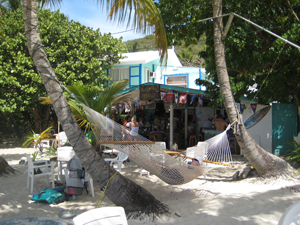 The view of the Soggy Dollar Bar