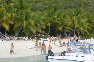 Beach party at the Soggy Dollar Bar