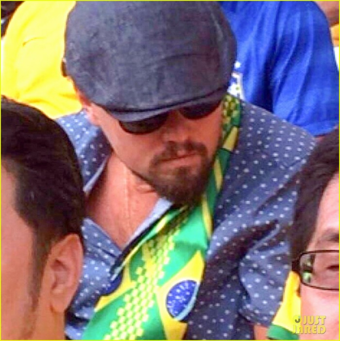 Leonardo DiCaprio cheers for Brazil in the World Cup