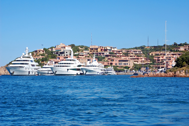 The luxurious super yachts lining Porto Cervo on the Costa Smeralda