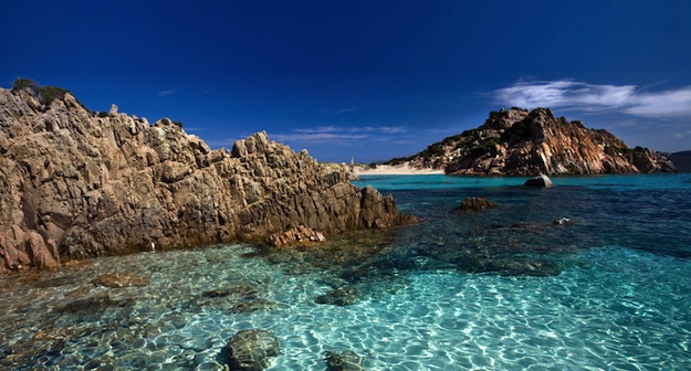The crystal clear waters of the Maddalena Archipelago, Sardinia
