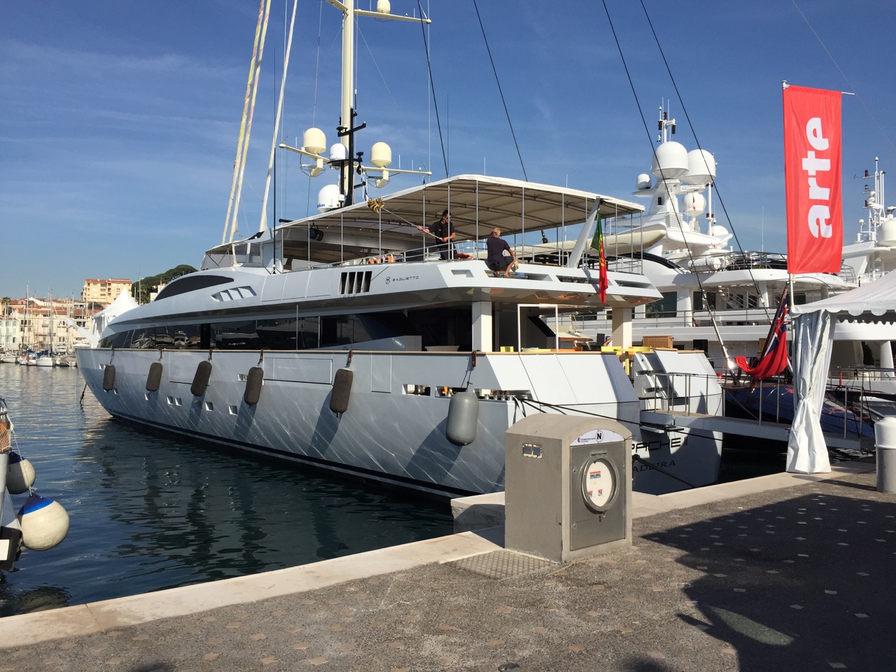 Last minute preparations on board this Baglietto for Cannes 2015