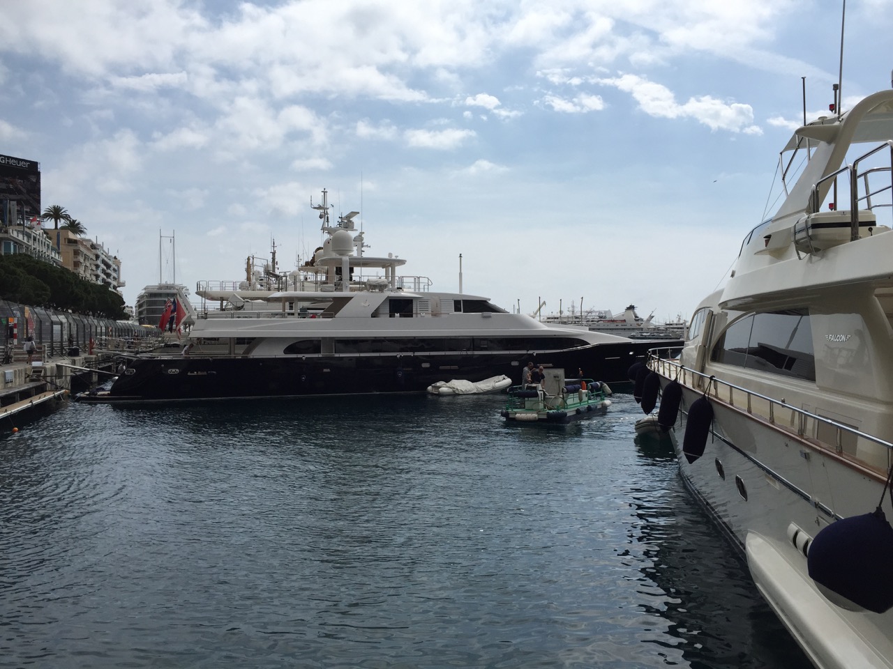 Lady in Blue at berth in Monaco on Quai Kennedy for the Grand Prix