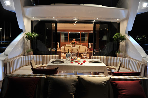 Wine and dine in style on yacht SENSE's aft deck