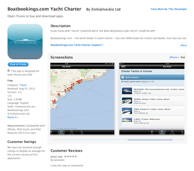 Boatbookings.com yacht charter iPhone app