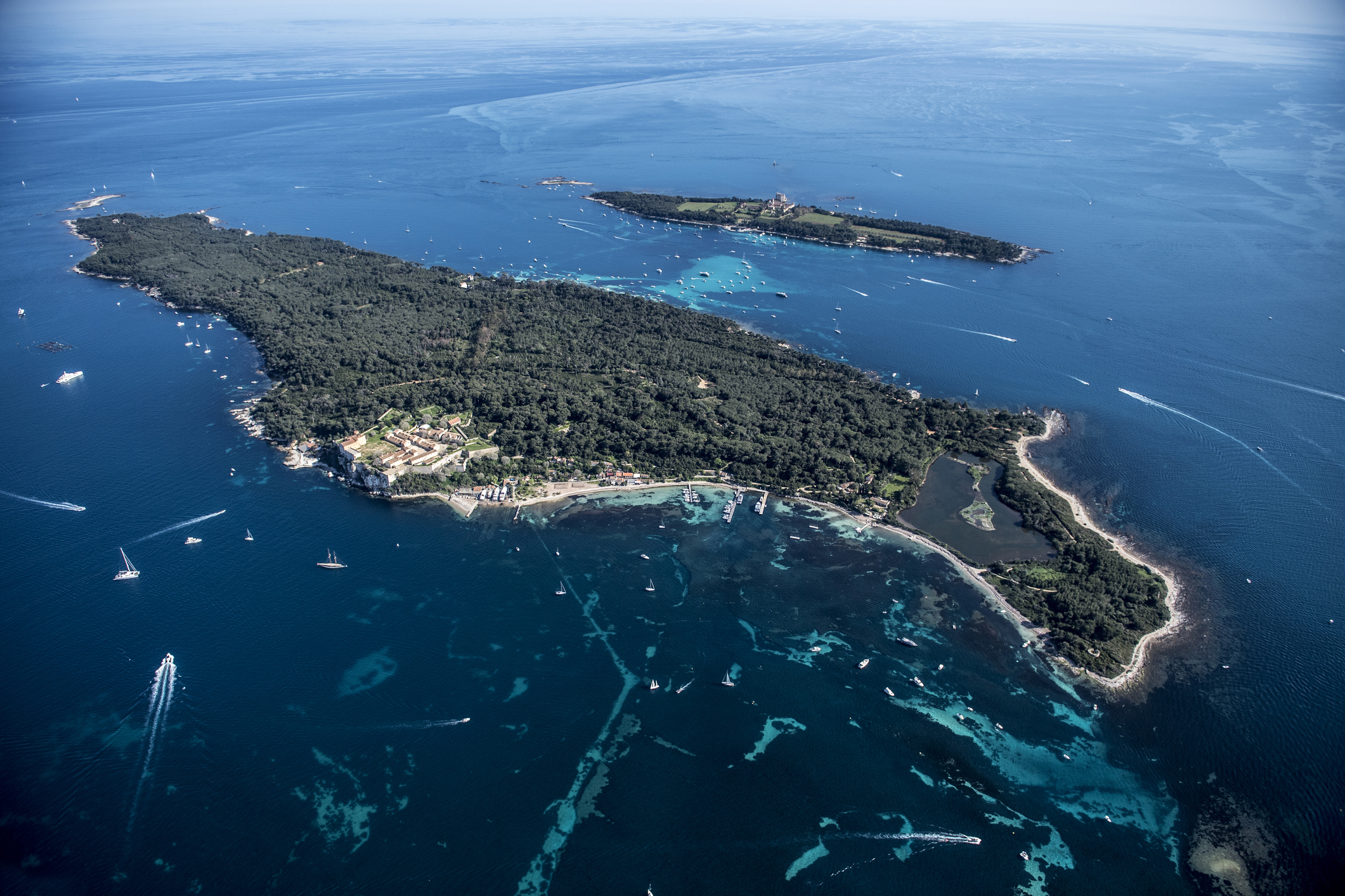 Aerial of Iles des Lerins National Park, French Riviera