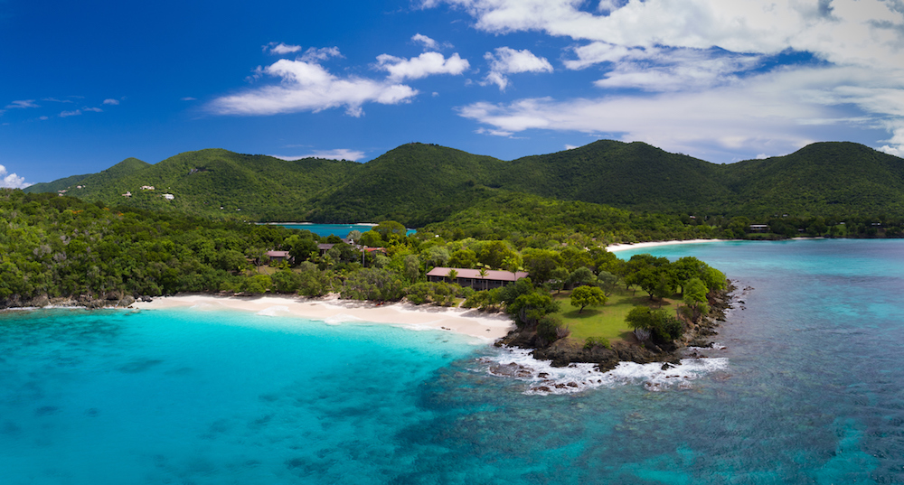 Aerial view of turtle bay, caneel bay, st john yacht charter usvi itinerary
