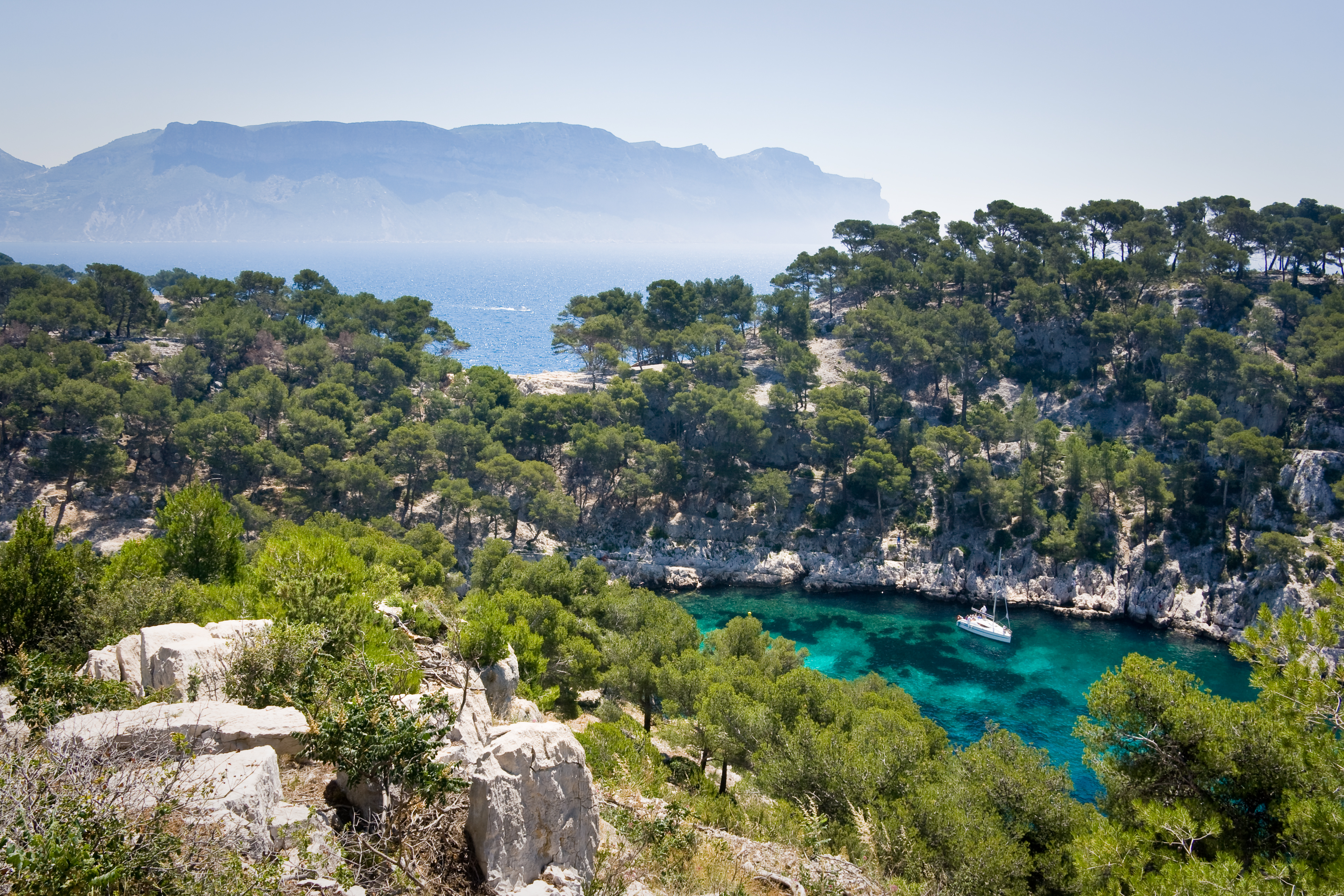 Luxury Yacht in Calanques, National Park in French Riviera