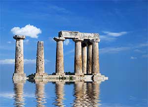 Greek columns in the Ionian Islands