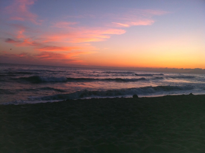 The beautiful sunset over Viareggio