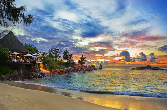 The gorgeous view of th sea from an Island in Seychelles