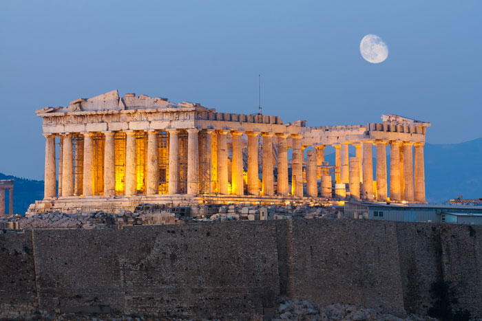 The vibrant night sky in Athens