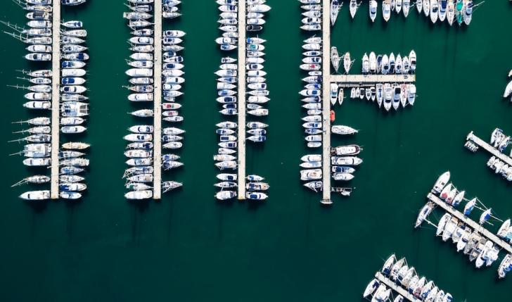 Marina, sailing boats, motor yachts, yachting