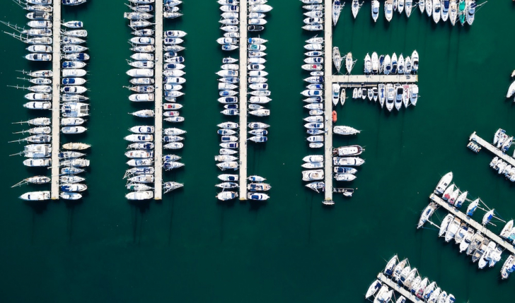 Marina, sailing boats, motor yachts, yachting