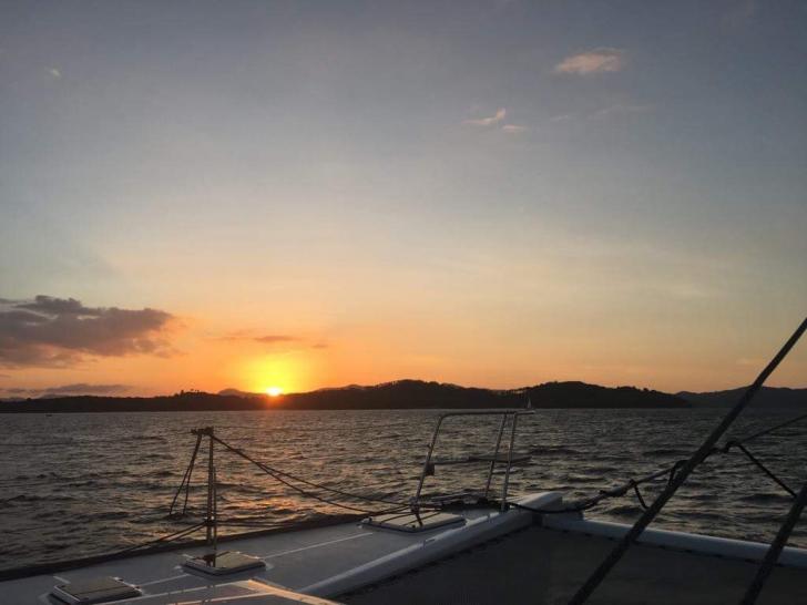catamaran, crewed catamaran, sunset, thailand, phuket, phang nga bay