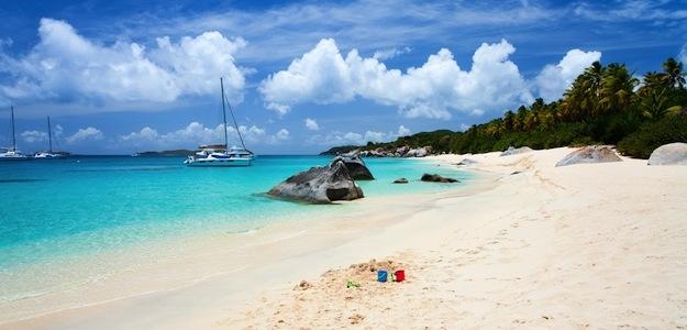 The white sandy beaches in the Virgin Islands