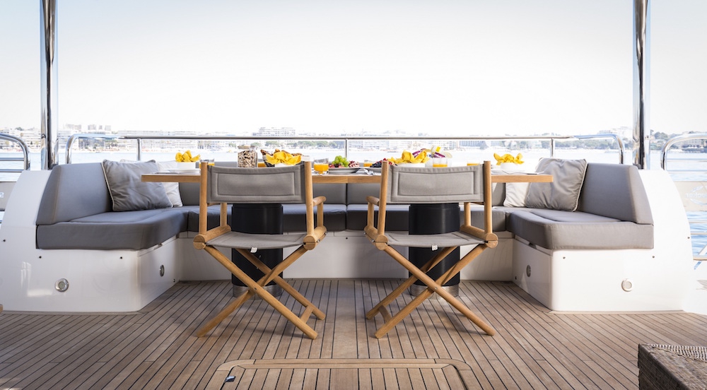 SPONTANEOUS Sunseeker 28m Luxury Motoryacht Aft Deck Dining