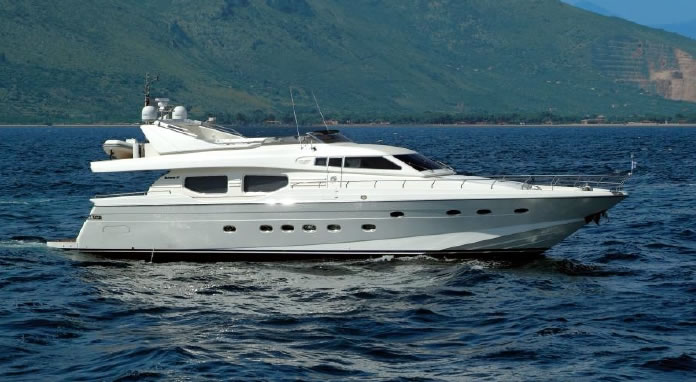 Our Yacht Charter Posilippo 80 crewed motor yacht around Athens and the Greek Islands
