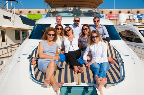 The Boatbookings team on board motor yacht D5