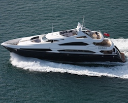 Striking dark hull and clean lines on this 37 metre Sunseeker