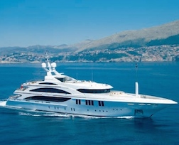 Sleek and modern Benetti super yacht cruising the Mediterranean