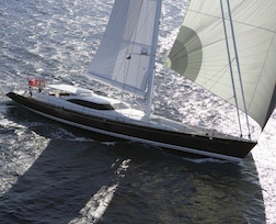 Sleek and majestic sailing yacht under sail