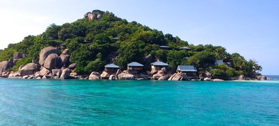 Huts on an island in Thailand, best reached by yacht.