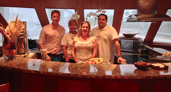 Boatbookings Brokers on board with one of the yacht crews at Ft Lauderdale International Boat Show