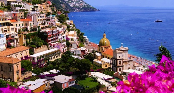 The colourful cliffs that line the Amalfi Coast