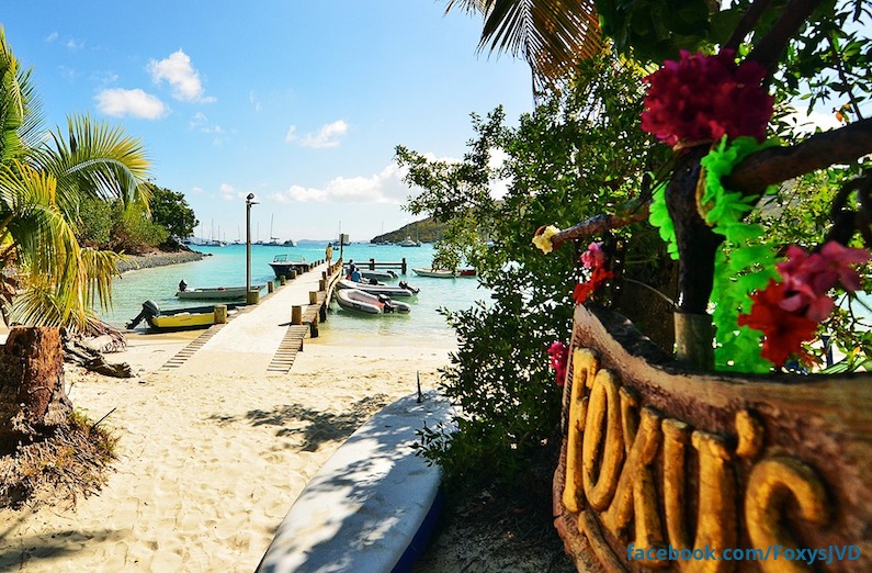 The party hotspot beach bar on Jost Van Dyke, Foxy’s!