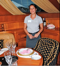Hilary Gibbson aboard ANDROMEDA LA DEA at the Antigua Yacht Show